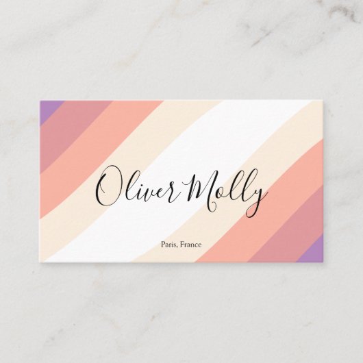 Boho Retro Script Abstract Wavy Lines Pastel Visitenkarte (Vorderseite)