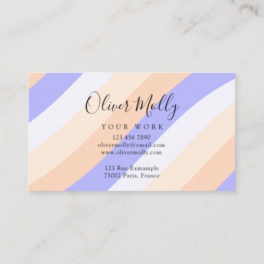 Boho Retro Script Abstract Wavy Lines Pastel Visitenkarte (Rückseite)