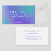 Boho Retro Script Abstrakt Gradient Lila Blue Visitenkarte (Vorne/Hinten)