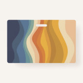 Boho Retro Script Abstrakt Wavy Lines Yellow Blue Ausweis (Rückseite)