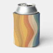 Boho Retro Script Abstrakt Wavy Lines Yellow Blue Dosenkühler (Kanne Rückseite)