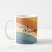 Boho Retro Script Abstrakt Wavy Lines Yellow Blue Kaffeetasse (Links)