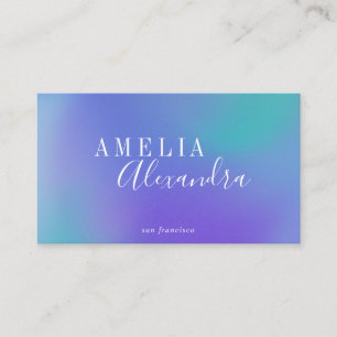 Boho Retro Script Abstrakter Gradient Lila Blau Visitenkarte