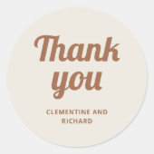 Boho Retro Script | Hochzeit Danke Runder Aufkleber (Vorderseite)