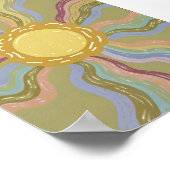 Boho Retro Sonne & gedämpfte Regenbogenstrahlen Mi Poster (Ecke)