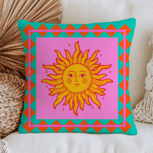 BOHO Retro Sonnen-Gesicht Dopamin-Ästhetik Farbige Kissen