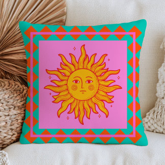 BOHO Retro Sonnen-Gesicht Dopamin-Ästhetik Farbige Kissen