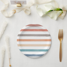 Boho Retro Streifenmuster Pappteller
