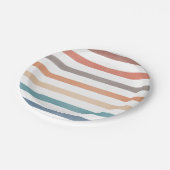 Boho Retro Streifenmuster Pappteller (Schrägansicht)