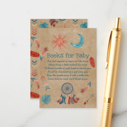 Boho Retro Sun Moon Babydusche Bücher für Baby Begleitkarte (Vorderseite/Rückseite Beispiel)