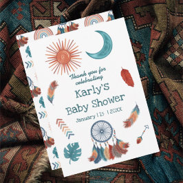 Boho Retro Sun Moon Babydusche Dankeskarte