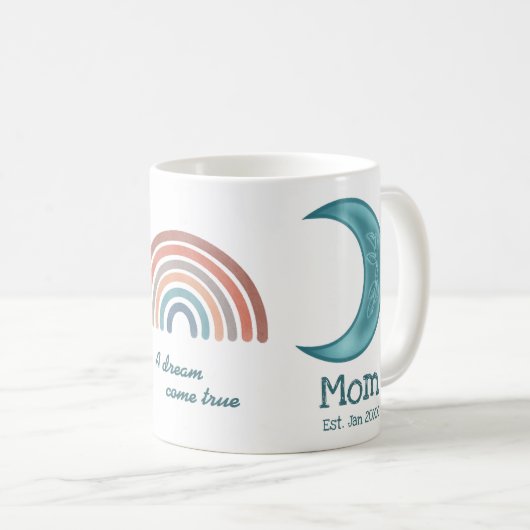 Boho Retro Sun Rainbow Moon Mama etabliert Kaffeetasse (VorderseiteRechts)