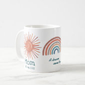 Boho Retro Sun Rainbow Moon Mama etabliert Kaffeetasse (Vorderseite Links)