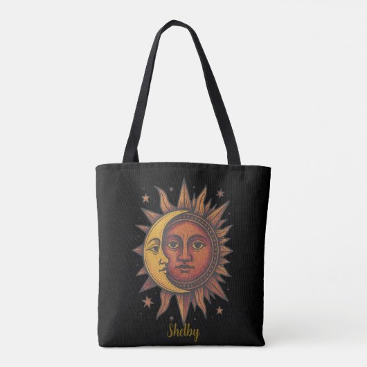 Boho Retro Sun und Moon Unisex Tasche (Rückseite)