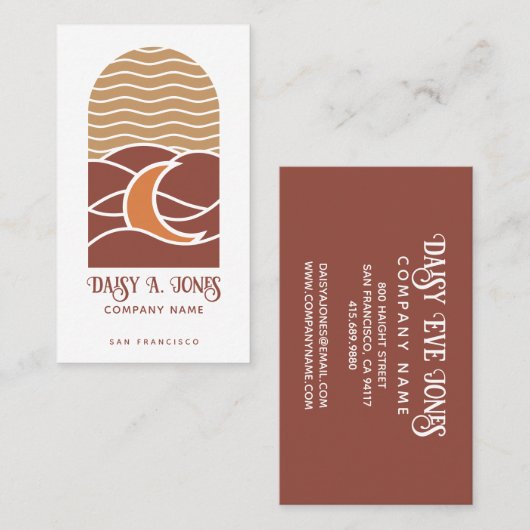 Boho Retro Sun Visitenkarte (Vorne/Hinten)
