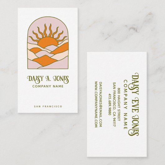 Boho Retro Sunrise Visitenkarte (Vorne/Hinten)