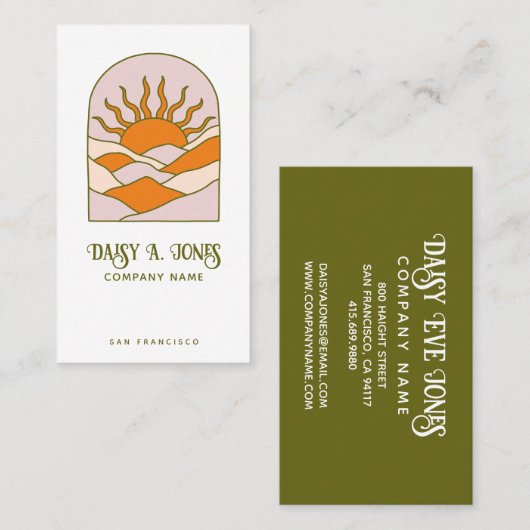 Boho Retro Sunrise Visitenkarte (Vorne/Hinten)
