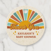 Boho Retro Sunshine Baby Dusche Geschenkanhänger (Vorderseite)