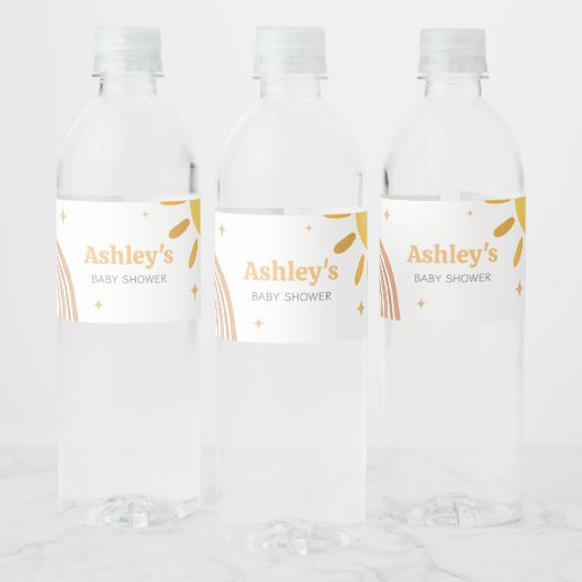 Boho Retro Sunshine Baby Dusche Wasserflaschenetikett (Flaschen)