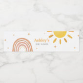 Boho Retro Sunshine Baby Dusche Wasserflaschenetikett (Einzelnes Label)