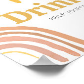 Boho Retro Sunshine Baby Shower Drinks Poster (Ecke)