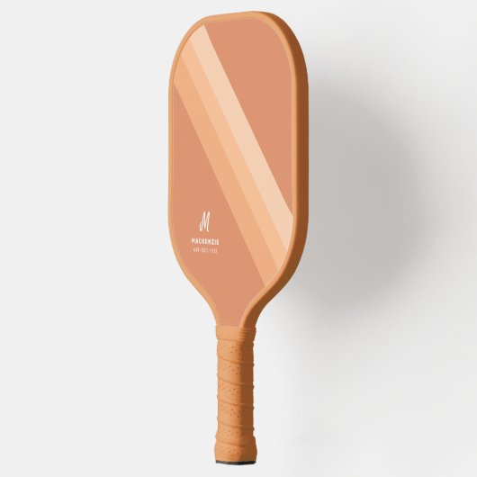 Boho Retro Tan Terracotta Mit Monogramm Pickleball Schläger (Links)