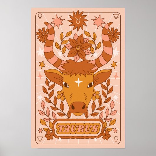 Boho Retro Taurus Zodiac Poster (Vorne)