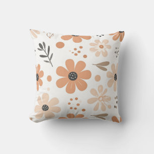 Boho Retro Terrakotta Blumen Ästhetik  Kissen