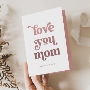 Boho Retro Text   Liebe Sie Mama Gradient Pink Fot Feiertagskarte