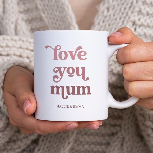 Boho Retro Text | Liebe Sie Mum Gradient Pink Kaffeetasse
