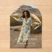 Boho Retro Tropical Palm Tree Abschluss Foto Acryleinladungen (Vorderseite)