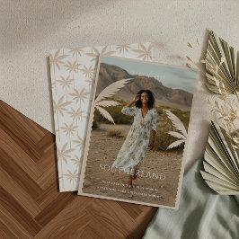 Boho Retro Tropical Palm Tree Abschluss Foto Ankündigung