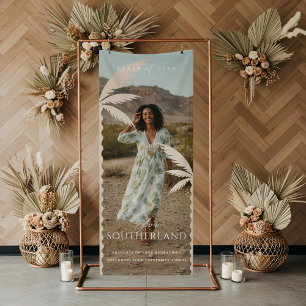 Boho Retro Tropical Palm Tree Abschluss Foto Banner