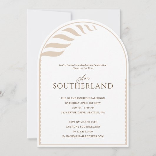 Boho Retro Tropical Palm Tree Abschluss Foto Einladung (Rückseite)