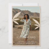 Boho Retro Tropical Palm Tree Abschluss Foto Einladung (Vorderseite)