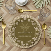 Boho Retro Tropical Palm Tree Pattern Abschluss Pappteller