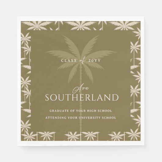 Boho Retro Tropical Palm Tree Pattern Abschluss Serviette (Vorderseite)
