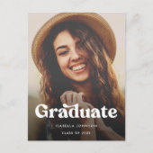 Boho Retro Typografie Foto Abschluss Ankündigungspostkarte (Vorderseite)