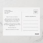 Boho Retro Typografie Foto Abschluss Folie Einladungspostkarte (Rückseite)