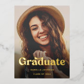 Boho Retro Typografie Foto Abschluss Folie Einladungspostkarte (Vorderseite)