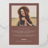 Boho Retro Typografie Foto Abschluss Folieneinladung (Rückseite)