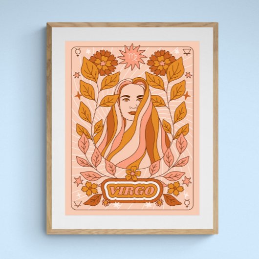 Boho Retro Virgo Zodiac Poster