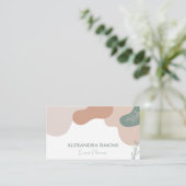 Boho Retro Wavy Beige Green Visitenkarte (Stehend Vorderseite)
