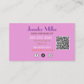 Boho Retro Wavy Lines Social Media QR-Code Visitenkarte (Rückseite)