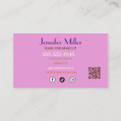 Boho Retro Wavy Lines Social Media QR-Code Visitenkarte (Rückseite)