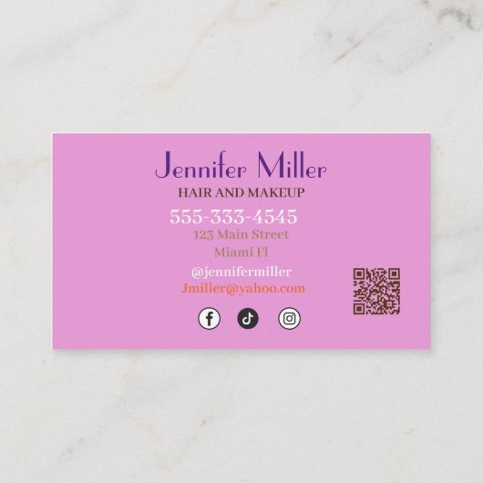 Boho Retro Wavy Lines Social Media QR-Code Visitenkarte (Rückseite)