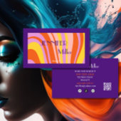 Boho Retro Wavy Lines Social Media QR-Code Visitenkarte