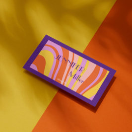 Boho Retro Wavy Lines Social Media QR-Code Visitenkarte