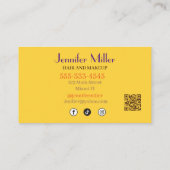 Boho Retro Wavy Lines Social Media QR-Code Visitenkarte (Rückseite)