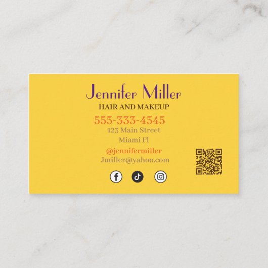 Boho Retro Wavy Lines Social Media QR-Code Visitenkarte (Rückseite)